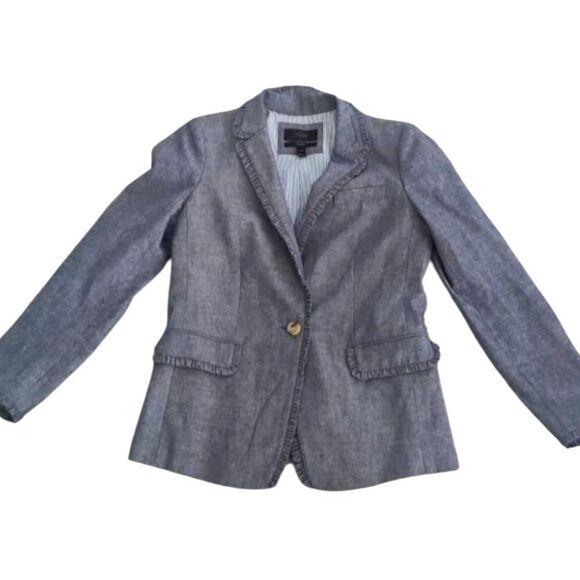 NWOT J. Crew Regent Chambray Blazer with Single Button - Picture 1 of 10